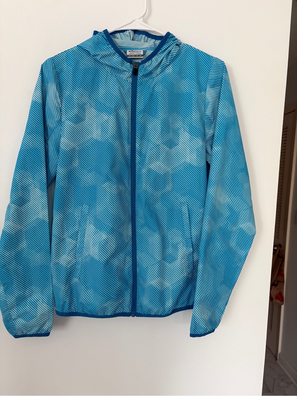 ASICS Packable Hooded Running Jacket Blue XS Lightweight Full Zip Women